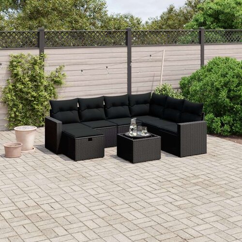  8-dijelni set vrtnih sofa od poliratana s jastucima crni Cijene