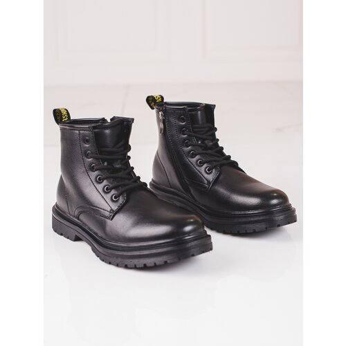 SHELOVET Men&amp;#039;s trappers black in eco leather Slike