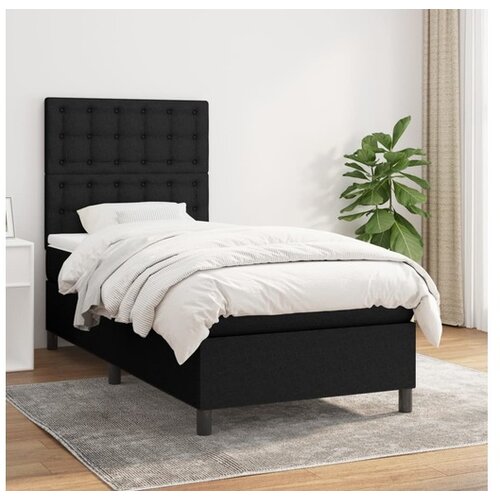  Box spring postelja z vzmetnico črna 100x200 cm blago Cene