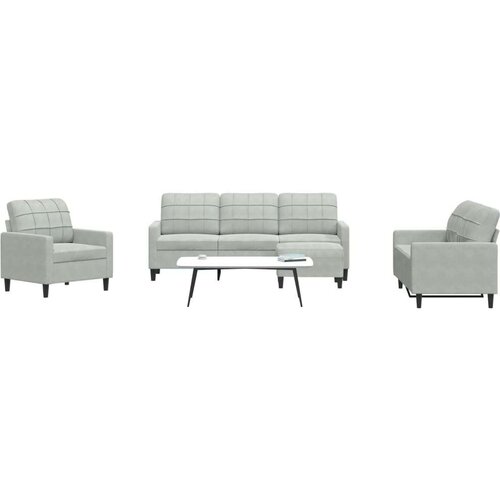 VidaXL 4-dijelni set sofa s jastucima svjetlosivi bar&amp;scaron;unasti Slike