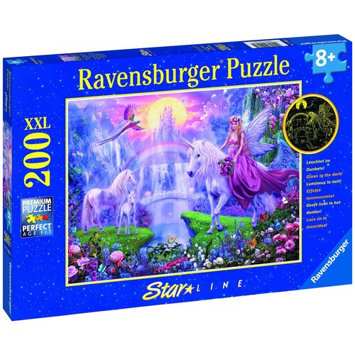 Ravensburger sestavljanka 200 delna in SVETLEČA V TEMI - magični samorog Slike