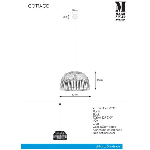 Marksl&amp;ouml;jd 107981 - Viseći luster COTTAGE 1xE27/60W/230V Slike