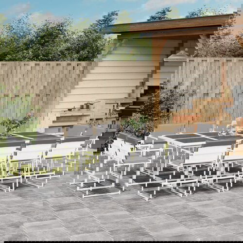  The Living Store Vrtna jedilna garnitura 13-delna z blazinami bel tekstilen - Vrtna Jedilna Garnitura, (21479159) Cene