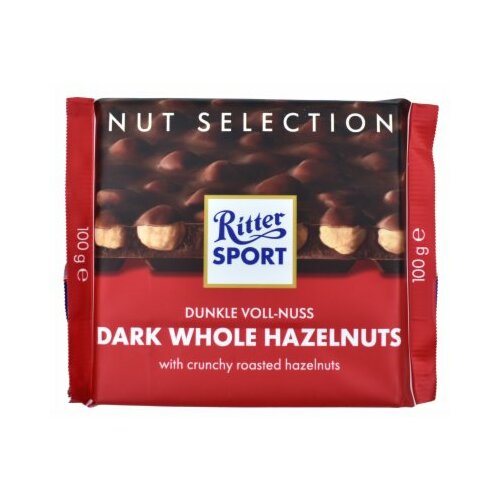 Ritter čokolada dark whole hazelnuts 100G Slike