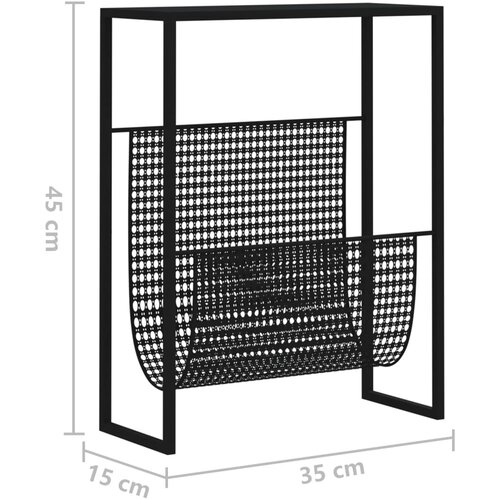  Stalak za časopise crni 35 x 15 x 45 cm čelični Slike