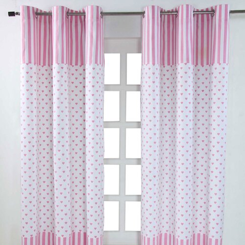 HOMESCAPES Roza Love Hearts Ready Made Eyelet zavese, par, 137x182 cm Kapljica, (20749680) Cene