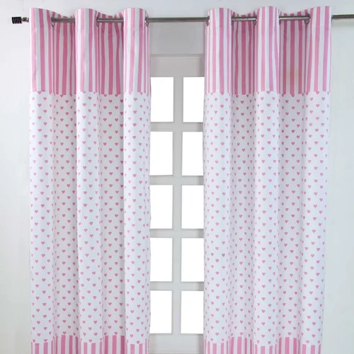 HOMESCAPES Roza Love Hearts Ready Made Eyelet zavese, par, 137x182 cm Kapljica, (20749680)