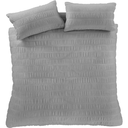 Catherine Lansfield Siva posteljina za bračni krevet/za produženi krevet od krepa 230x220 cm Seersucker – Cene
