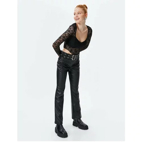 Koton Women's Clothing Leather Trousers -