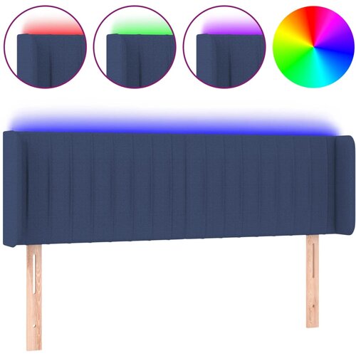 Maison Chic led posteljno vzglavje - vzglavna omarica - nočna omarica modro 147x16x78/88 cm blago, (21708405) Slike
