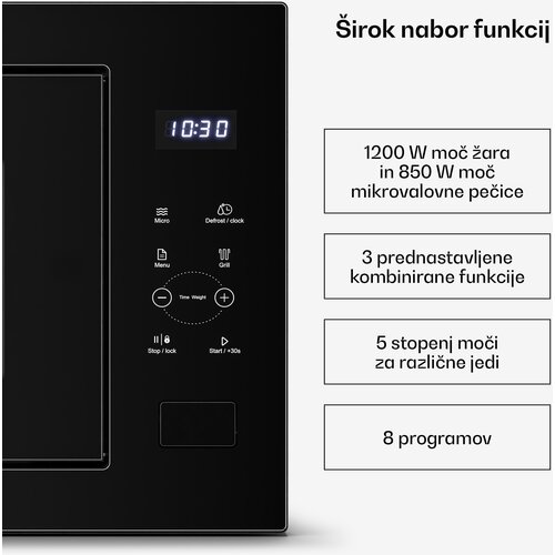 Klarstein ugradbena mikrovalna pećnica velaire s ro&amp;scaron;tiljem | ro&amp;scaron;tilj 1200 w | mikrovalna pećnica 850 w | 60 cm Slike