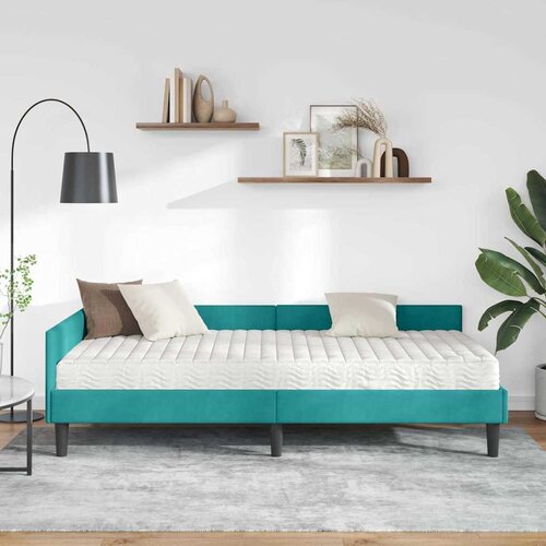  Kutni krevetni okvir s madracem 2 kom. Tirkizna 100 x 200 cm Slike