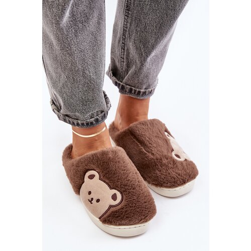 Kesi Women&amp;#039;s fluffy slippers with teddy bear brown Fiorinella Slike