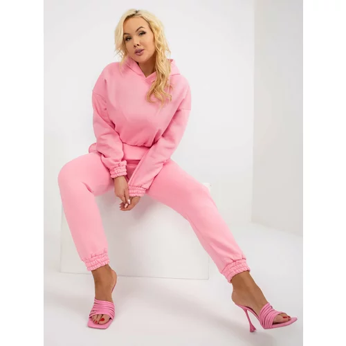 Fashion Hunters Pink basic tracksuit plus sizes with trousers