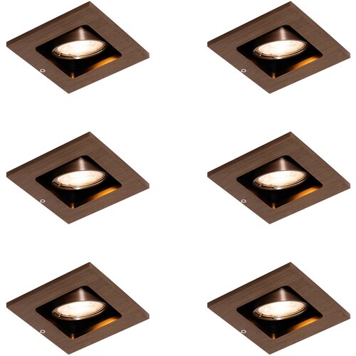QAZQA Komplet 6 Moderni vgradni reflektor temno bronz nastavljiv - Qure Cene