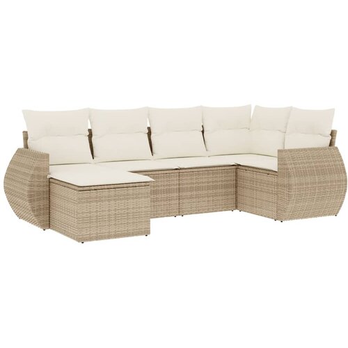  6-dijelni set vrtnih sofa s jastucima bež od poliratana 55 x 55 x 37 cm Slike