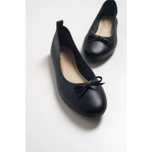 LuviShoes 01 Women's Black Skin Flat Shoes