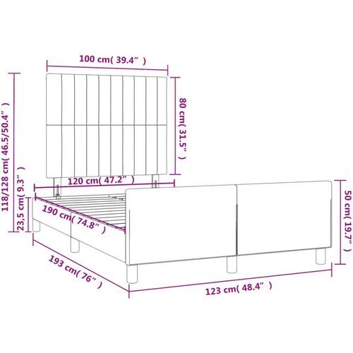 VidaXL Okvir za krevet s uzglavljem tamnosmeđi 120x190 cm od tkanine Slike