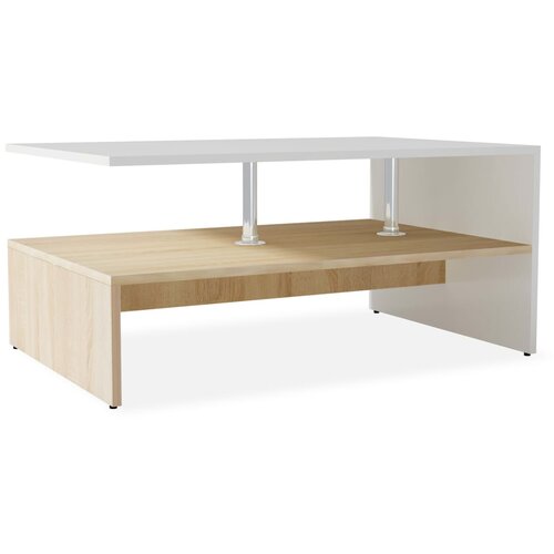 Maison Chic Klubska mizica - kavna mizica - Nizka mizica inženirski les 90x59x42 cm hrast in bela, (21755199) Cene