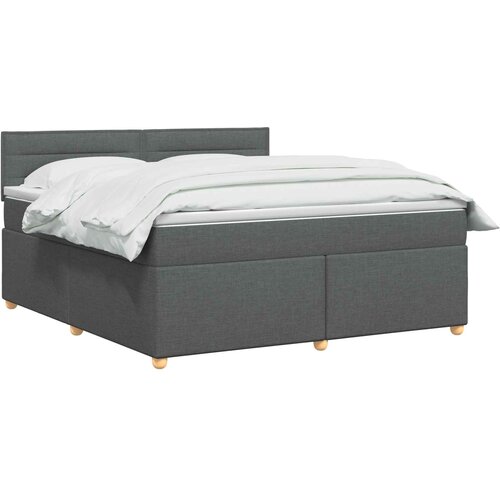  Boxspring krevet s madracem Tamnosiva 160 x 200 cm Tkanina 160 x 200 x 100.5 cm Slike