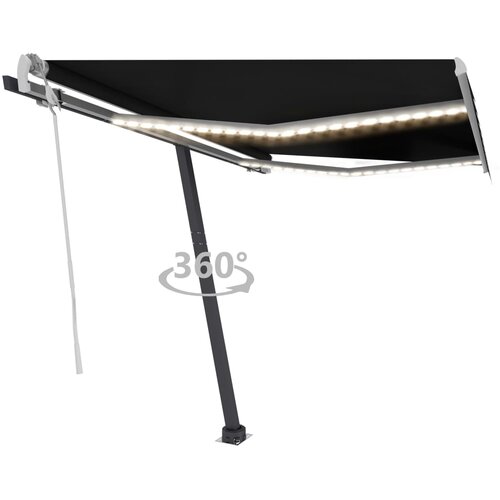 VidaXL Ročno zložljiva tenda z LED lučkami 350x250 cm antracitna Slike