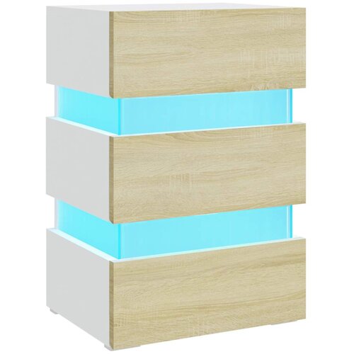 Maison Chic LED Nočna omarica - Nočna miza bela sonoma hrast 45x35x67 cm inženirski les, (21689312) Cene