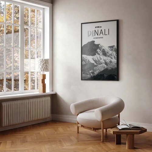  Plakat - Majestic mountain peak Denali mountain crown mountain landscape 21x30 Crni okvir Slike
