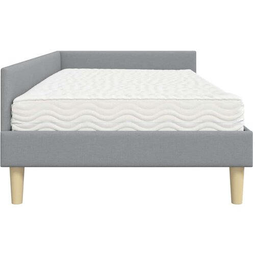  Kutni krevetni okvir s madracem 2 pcs Svijetlo siva tkanina Slike