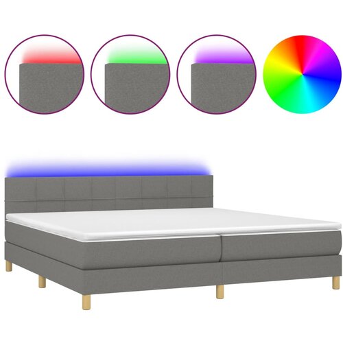 VidaXL Box spring postelja z vzmetnico LED temno siva 200x200 cm blago, (20789285) Slike