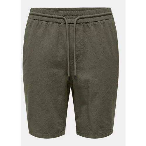 Only & Sons Kratke hlače iz tkanine Linus 22024967 Khaki Loose Fit