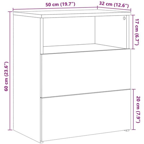 VidaXL Noćni ormarić boja staro drvo 50 x 32 x 60 cm od iverice Slike