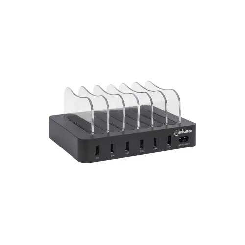 Manhattan 102254 5V/2.4V/50W/držač za telefon Crni USB punjač 6-port Cene