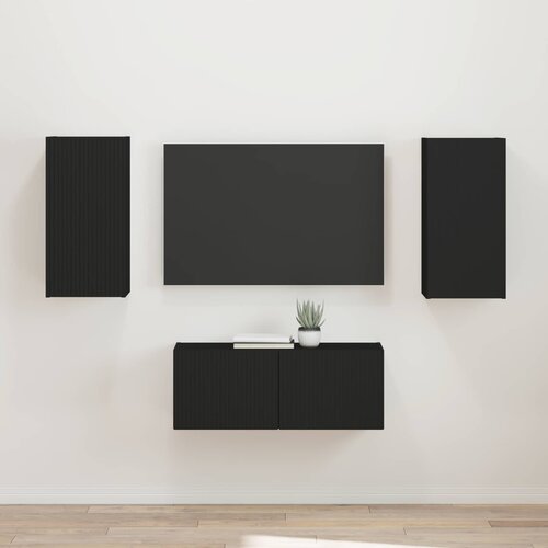  Set TV komoda Zidne 2 pcs Crna Konstruirano drvo Cene