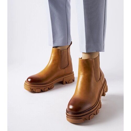 Gemre Brown slip-on chunky ankle boots Castell Cene