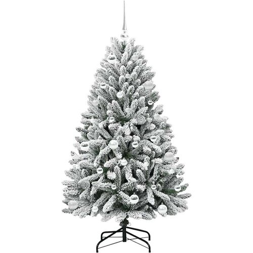 VidaXL Umjetno božićno drvce Zelena i bijela 150 cm PVC i metal Slike