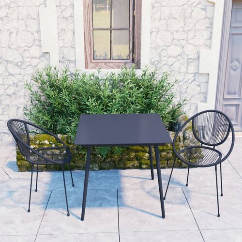  3-dijelni vanjski blagovaonski set od PVC ratana crni Cijene