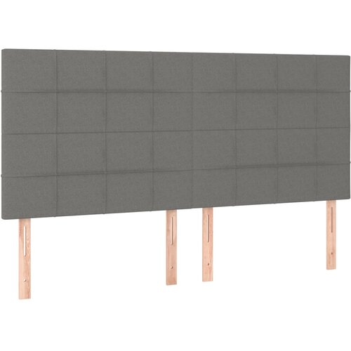 Maison Chic Posteljno vzglavje - Vzglavna omarica 4 kosa temno siv 80x5x78/88 cm blago, (22078004) Slike