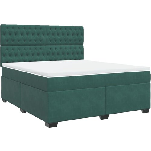 vidaXL Box spring postelja z vzmetnico temno zelena 180x200 cm žamet, (21305015) Cene