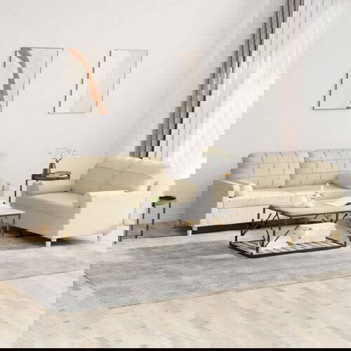 VidaXL 2-dijelni set sofa s jastucima krem od tkanine Slike