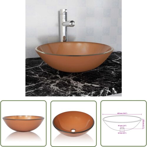 The Living Store Umivalnik iz Kaljenega Stekla 42 cm Rjave Barve - Umivalnik, (21744751) Cene