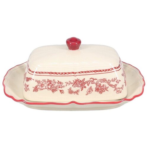 S|P Collection Bordo rdeča/slonoko&scaron;čena porcelanasta posoda za maslo Cyril &ndash; Cene