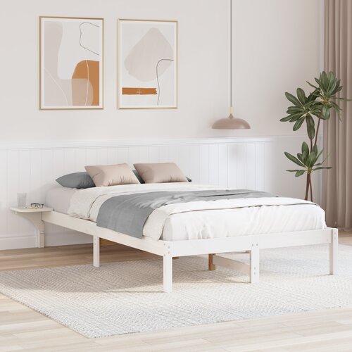 VidaXL Posteljni okvir z nočnimi omaricami Bela 120 x 190 cm Bela Slike