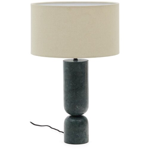 Kave Home Tamno zelena/bež mramorna stolna lampa s tekstilnim sjenilom (visina 57 cm) Vex &amp;ndash; Slike