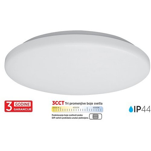 Mitea Lighting led plafonjera bela 30W 200~240V 3CCT dip switch 3000/4000/6500K IP44 fi334mm smd 3Y M205711 Cene