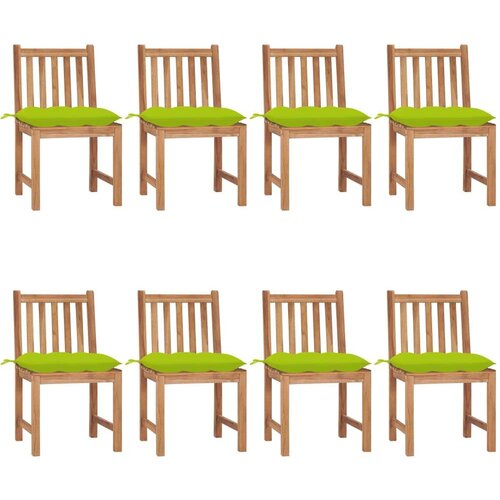  Vrtne stolice s jastucima 8 kom od masivne tikovine Slike