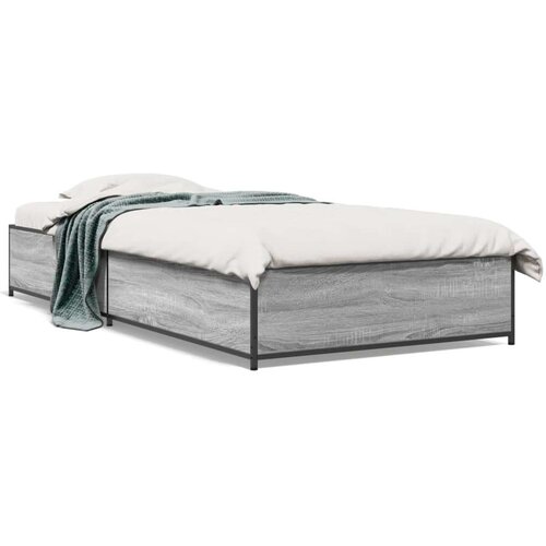 VidaXL Okvir kreveta boja hrasta 90 x 190 cm konstruirano drvo i metal Slike