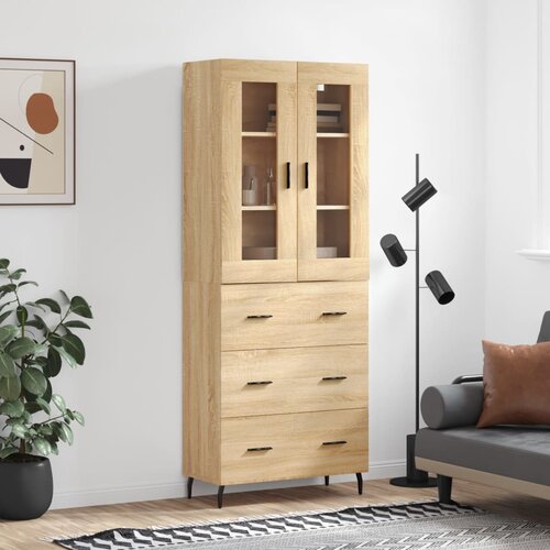 vidaXL Visoka komoda sonoma hrast 69,5x34x180 cm inženirski les Cene