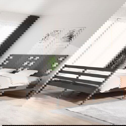 The Living Store Posteljni okvir siv iz trdne borovine 200x200 cm - Posteljni Okvir, (21524082) Slike