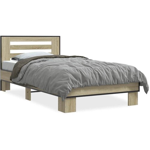 Okvir za krevet boja hrasta 75x190 cm konstruirano drvo i metal Smeđa 75 x 190 cm Slike
