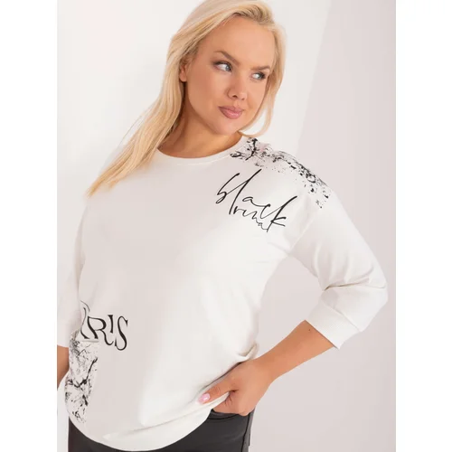 Fashion Hunters Ecru Casual Plus Size Blouse With Print